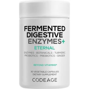 Codeage Fermented Digestive Enzymes Supplement – 14 Digestive Enzymes, Probiotics, Prebiotics, Fermented Botanicals, Plant-Based Multi Pancreatic Enzymes – 1 Capsule a Day – 30 Capsules