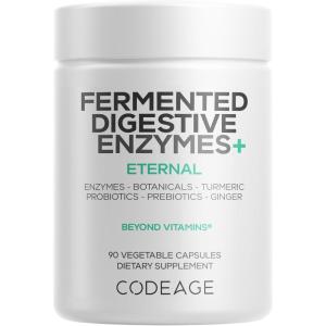 Codeage Fermented Digestive Enzymes Supplement 3-Month Supply – 14 Digestive Enzymes, Probiotics, Prebiotics, Fermented Botanicals, Plant-Based Multi Pancreatic Enzymes – 1 Capsule a Day – 90 Capsules(90 Count (Pack of 1))