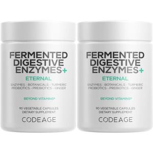 Codeage Fermented Digestive Enzymes Supplement 3-Month Supply – 14 Digestive Enzymes, Probiotics, Prebiotics, Fermented Botanicals, Plant-Based Multi Pancreatic Enzymes – 1 Capsule a Day – 90 Capsules(90 Count (Pack of 2))