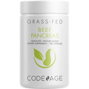 Codeage Grass Fed Beef Pancreas Supplement Glandulars – Freeze Dried, Non-Defatted Desiccated Beef Pancreas Pills – Pancreatic Enzymes Diet Meat – Pasture Raised Bovine Vitamins – 180 Capsules