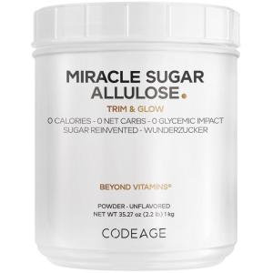 Codeage Miracle Sugar Allulose Powder – All-purpose Zero Calorie Allulose Sweetener, +3 Month Supply – 0 Net-Carbs – Rare Sugar Alternative to Stevia, Aspartame & Liquid – Non-GMO – 35.27 Oz