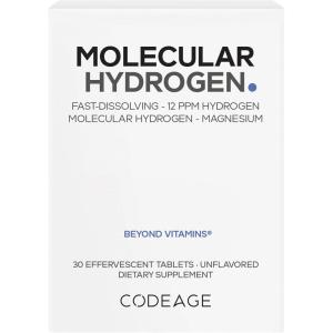 Codeage Molecular Hydrogen Supplement – Fast-Dissolving 12 PPM Hydrogen Water Tablets with Elemental Magnesium – Hydration Tablet Body Function – Unflavored, Vegan, Non-GMO, Gluten-Free – 30 Tablets