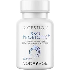 Codeage SBO Probiotics 50 Billion CFUs, Multi Strain Soil-Based Organisms, Travel Sized Shelf-Stable Probiotic Supplement, Organic Fermented Botanical Blend & Prebiotic, 7-Day Formula, 14 Capsules