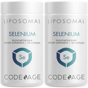 Codeage Selenium 200 mcg Supplement, 6-Month Supply, Immune Support, Mineral Cofactor Selenomethionine, Phospholipids, Vegan, Liposomal Delivery – 2 Pack