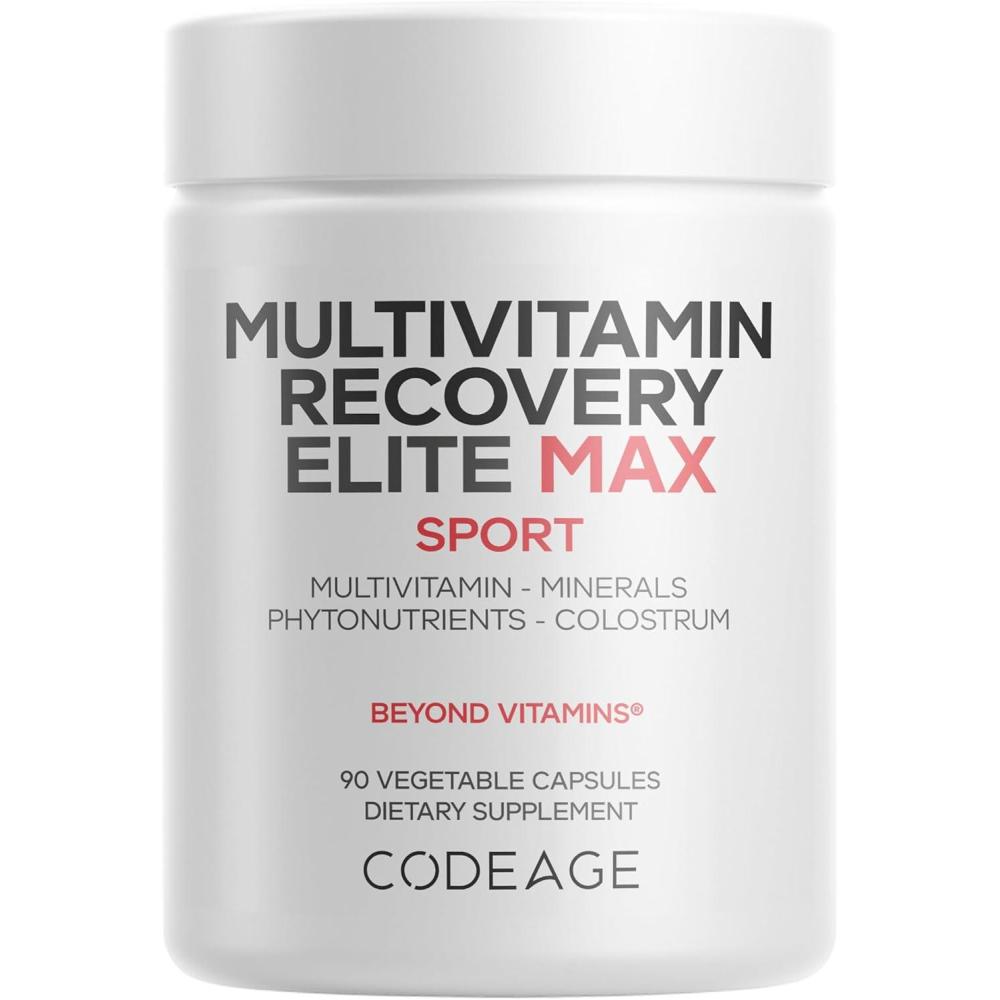 image:imageCodeage Multivitamin Recovery Elite Max Supplement Vitamins A C D E BComplex Essential Minerals Antioxidants Colostrum Phytonutrients Pantethine NonGMO Sport Multivitamins 90 Capsules