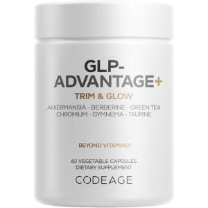 Codeage GLP-Advantage+ Supplement – Metabolic & GLP-1 Activity Support – Chromium, Berberine, Green Tea, Gymnema, Curcumin, Taurine, Resveratrol – Weight Management & Gut Health, Non-GMO – 60 Capsules
