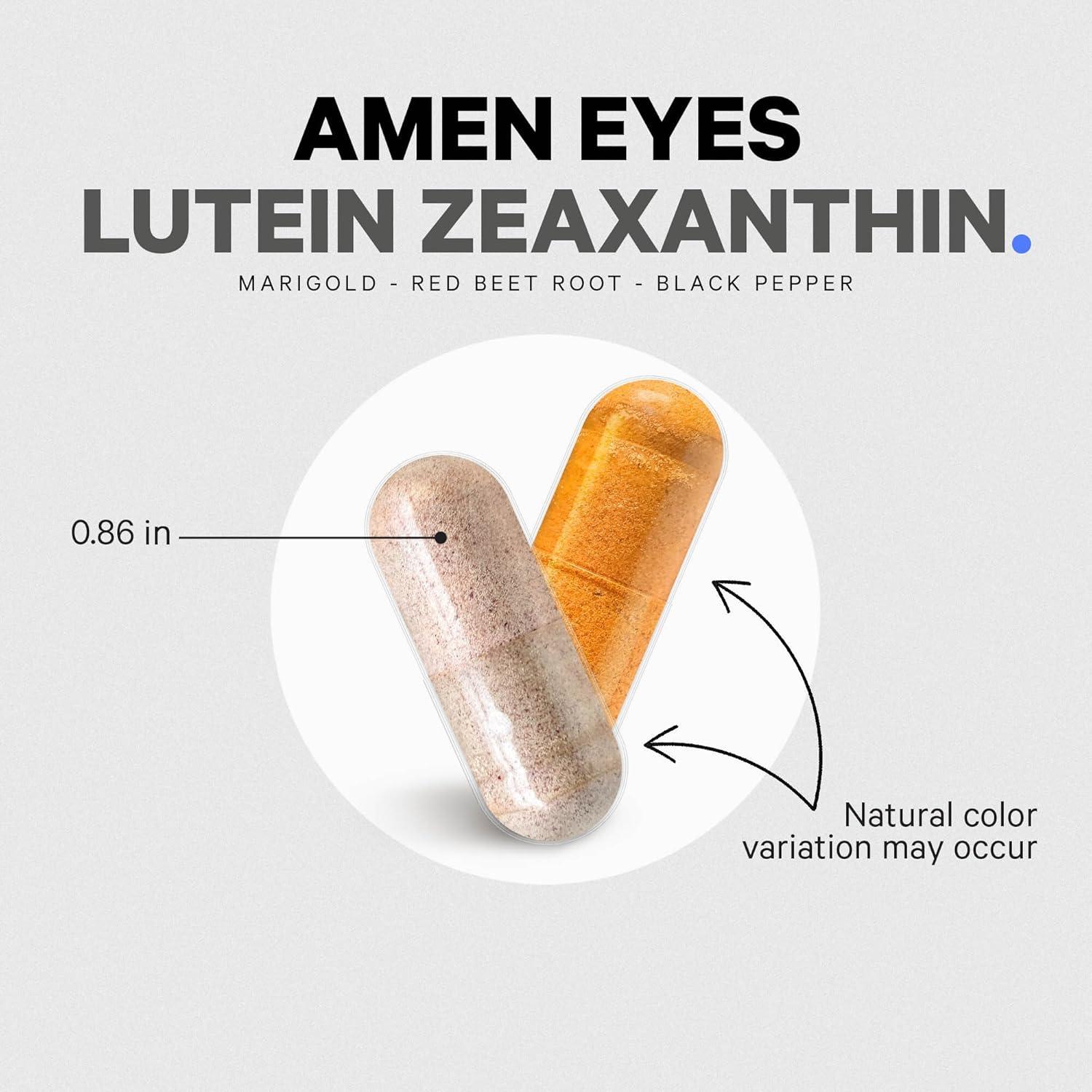 image:imageAmen Eyes Lutein Zeaxanthin Supplement Eyes Vitamins Lutein and Zeaxanthin from Marigold Extract Red Beet Root Powder Black Pepper Fruit Extract 3Month Supply Eye Care NonGMO 90 Capsules