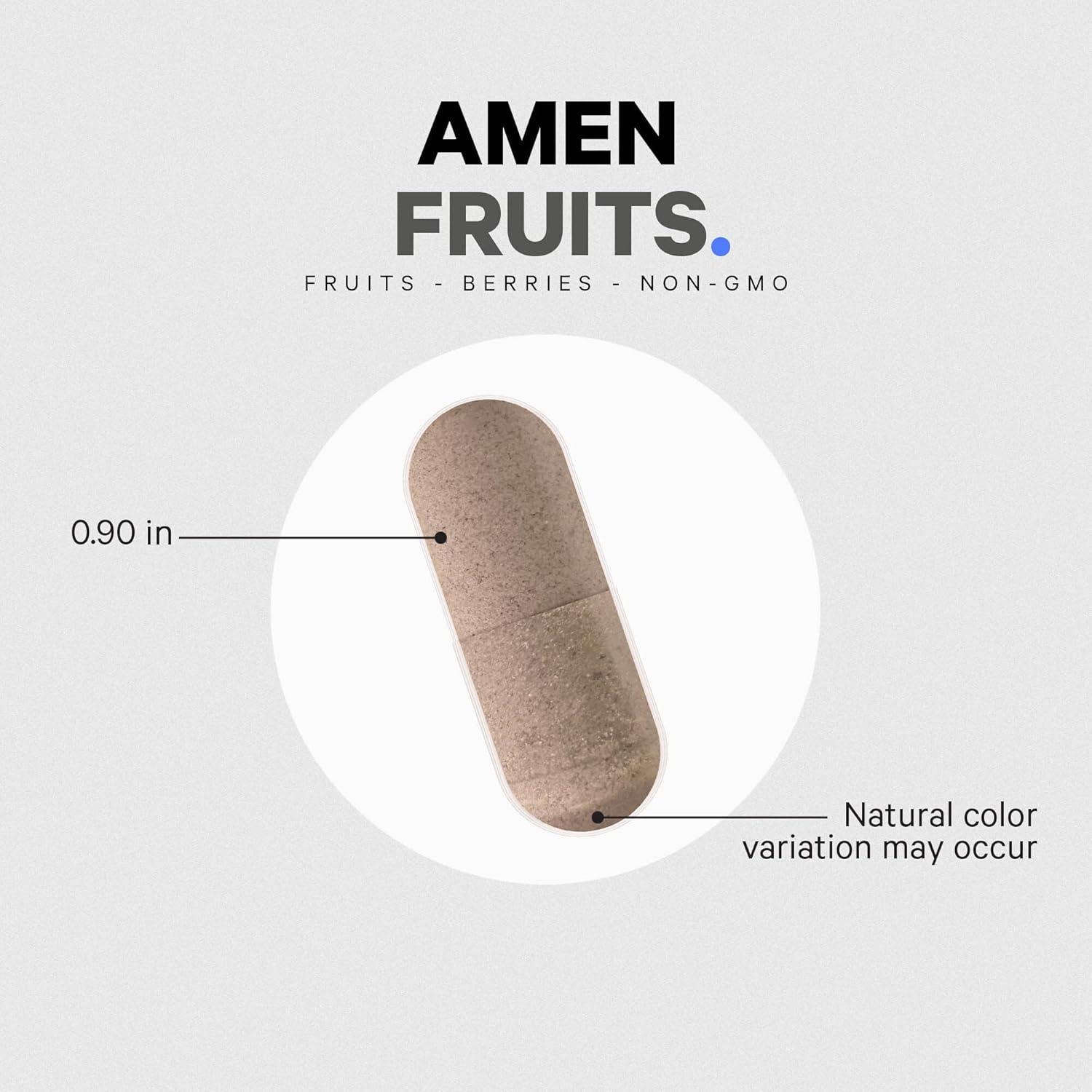 image:imageAmen Fruits Daily Fruits Vitamins Supplements Over 20 Whole Fruit Extracts Raw Multivitamin Berries Antioxidant Polyphenols Superfood amp Flavonoids NonGMO 90 Capsules