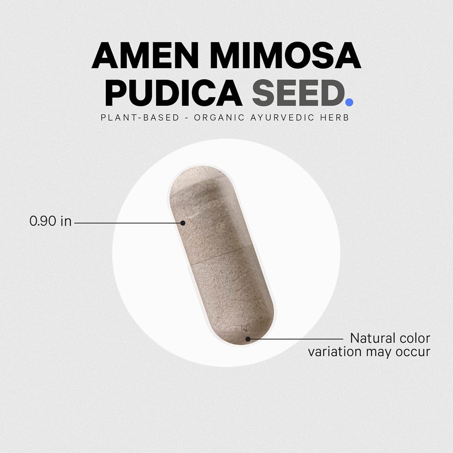image:imageAmen Organic Mimosa Pudica Seeds Capsules 2 Month Supply Vegan Mimosa Pudica Seed Plant Supplement Mimosine Sensitive Plant Pills Fat Soluble Dietary Supplement NonGMO amp Vegan 120 Capsules