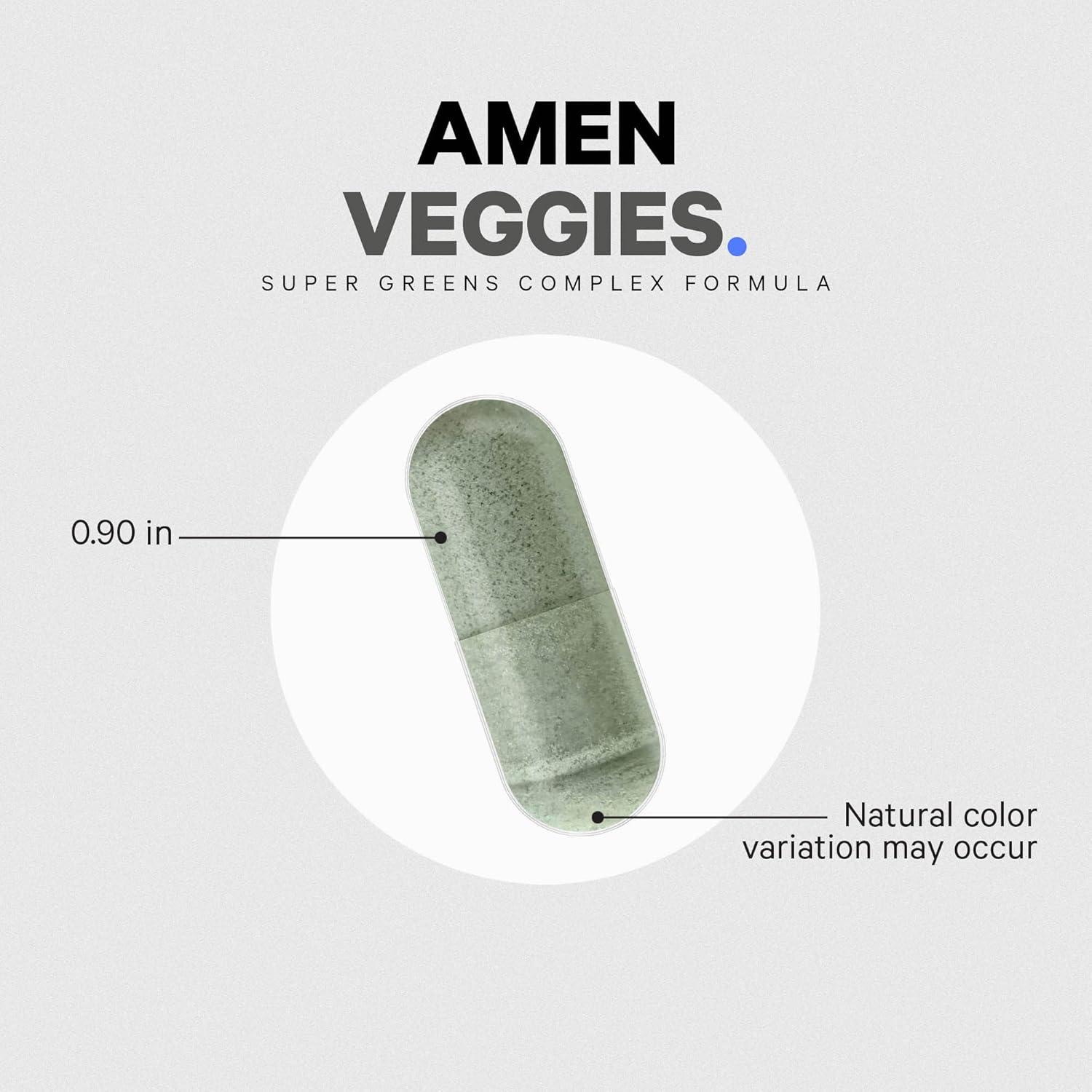 image:imageAmen Veggies Daily Veggies Vitamins Supplement Vegetables Vegan Blend amp WholeFood Raw Greens Multivitamin Capsules Mushroom Complex Superfood Minerals Green Vegetable Nutrients NonGMO 90 ct