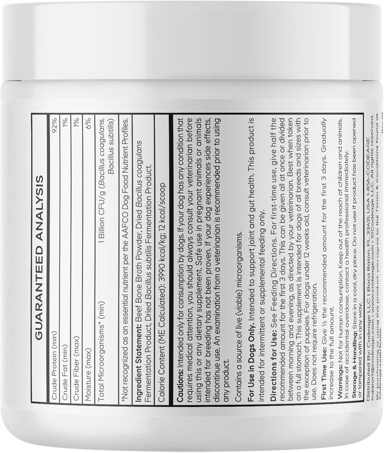 image:imageDNA PET Beef Bone Broth Powder for Dogs Supplement GrassFed Beef with Canine Probiotics Bacillus coagulans amp Bacillus subtilis Canine Joint amp Gut Wellness Support All Breeds amp Sizes 317 oz