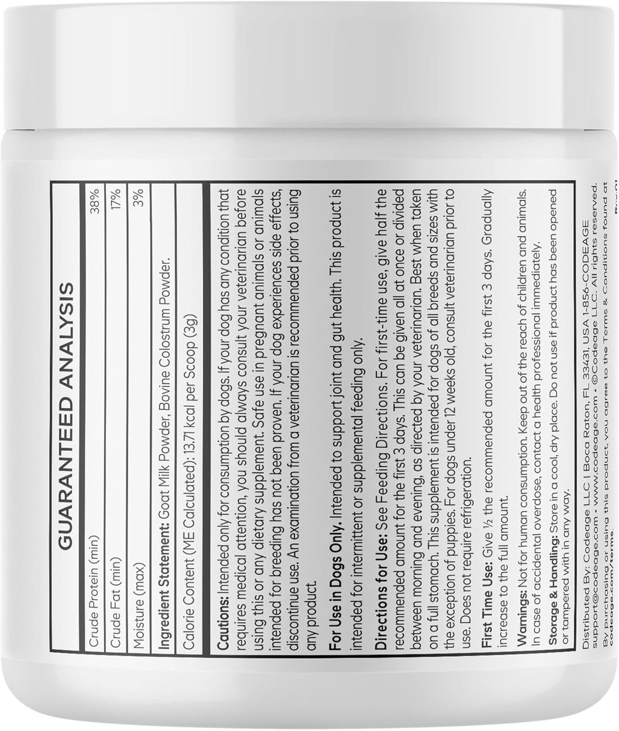 image:imageDNA PET Goat Milk and Colostrum Powder for Dogs Goat Milk Powder Bovine Colostrum Protein Supplement for Dogs Canine Joint amp Gut Wellness Support All Breeds and Sizes 32 oz