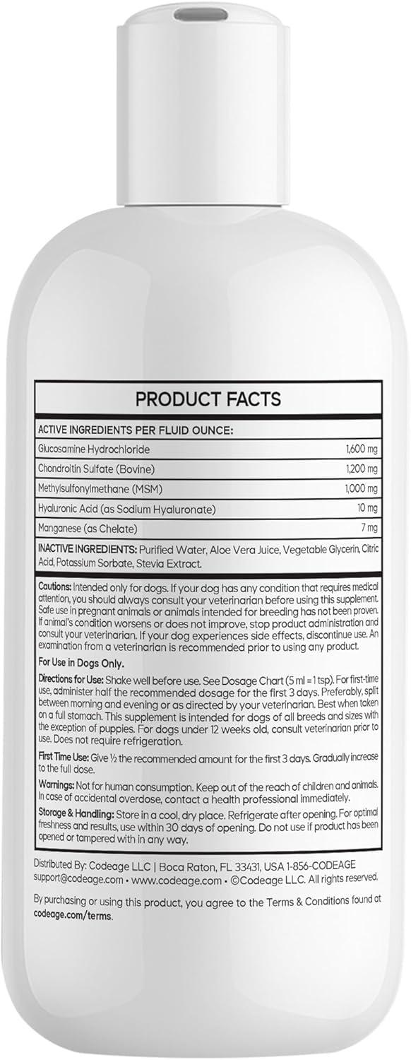 image:imageDNA Pet Liquid Glucosamine for Dogs Glucosamine Chondroitin MSM Hyaluronic Acid Manganese Chelate for Pets Liquid Dog Supplement All Breeds 8 fl oz