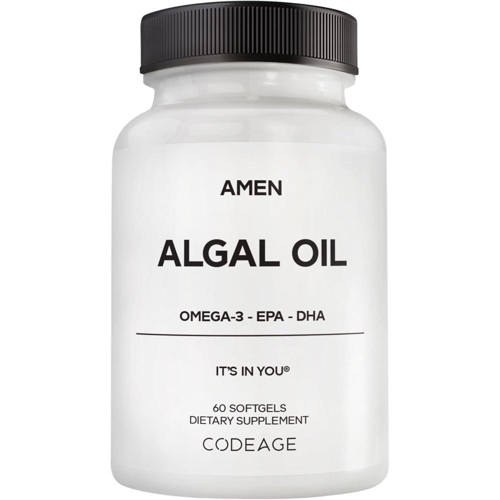 image:imageAmen Algal Oil Vegan Omega3 Supplement 1000mg DHA amp EPA PlantBased Microalgae Oil NonGMO 60 Softgels