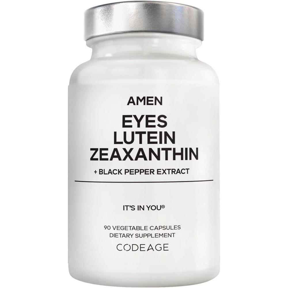 image:imageAmen Eyes Lutein Zeaxanthin Supplement Eyes Vitamins Lutein and Zeaxanthin from Marigold Extract Red Beet Root Powder Black Pepper Fruit Extract 3Month Supply Eye Care NonGMO 90 Capsules