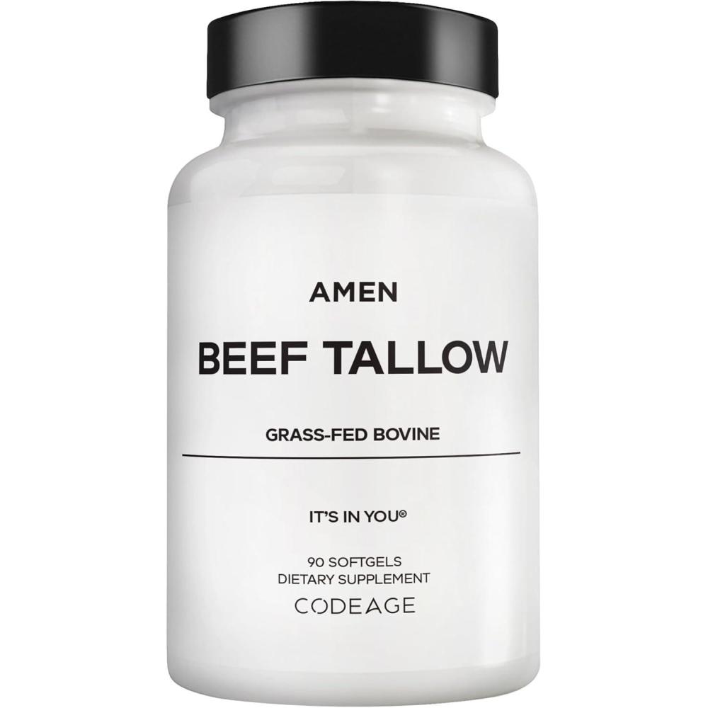 image:imageAmen GrassFed Beef Tallow Supplement Whole Food Bovine Tallow with Naturally Occurring Fatty Acids NonGMO amp Gluten Free Paleo Friendly 90 Softgel Capsules