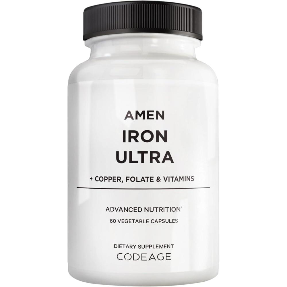 image:imageAmen Iron Ultra Supplement Copper Folate Vitamin C and B122Month Supply Ferrous Sulfate Iron Vitamin 65mg Per Serving Folic Acid NonGMO Pills 60 Capsules