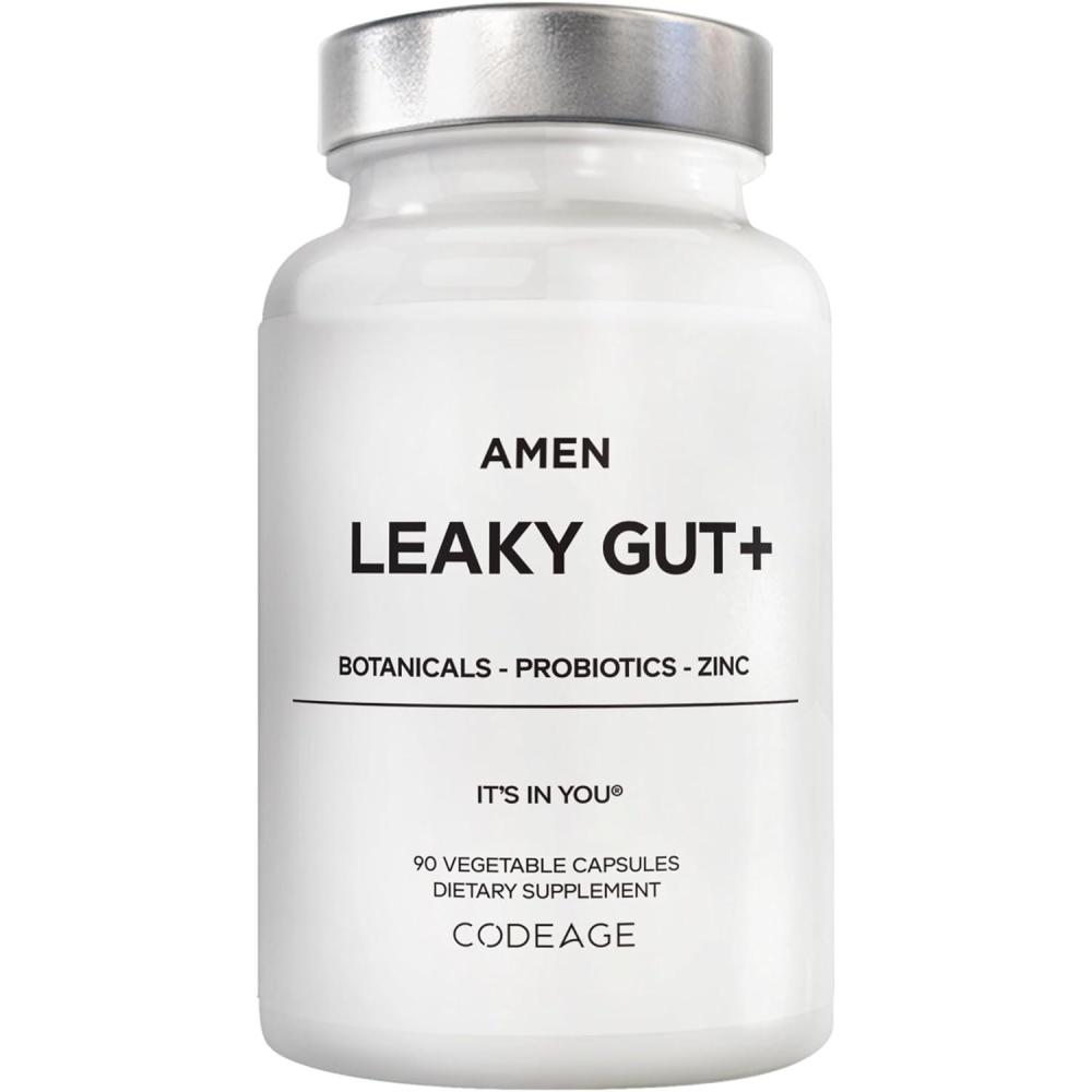 image:imageAmen Leaky Gut Supplement Advanced Formula with Bioavailable L Glutamine Zinc Turmeric DGL Licorice Root Marshmallow Root Probiotics amp Fermented Prebiotics Vegan NonGMO 90 Capsules90 Count Pack of 1