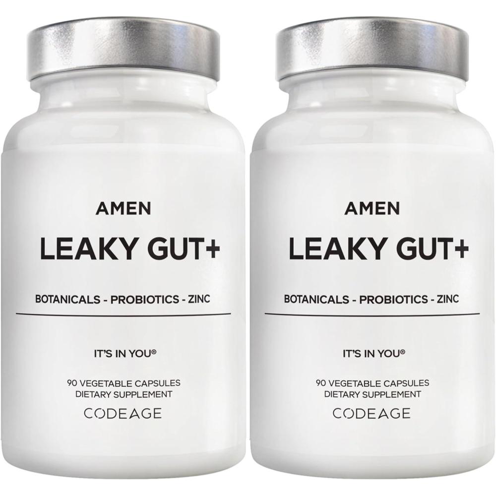 image:imageAmen Leaky Gut Supplement Advanced Formula with Bioavailable L Glutamine Zinc Turmeric DGL Licorice Root Marshmallow Root Probiotics amp Fermented Prebiotics Vegan NonGMO 90 Capsules90 Count Pack of 2