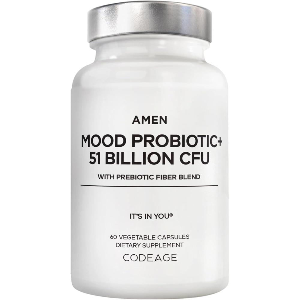 image:imageAmen Mood Probiotic Supplement 51 Billion CFU Organic Prebiotics and Probiotics Acidophilus Probiotic Pills Fibers Mood Organic Ashwagandha Blueberries Vegan amp NonGMO 60 Capsules