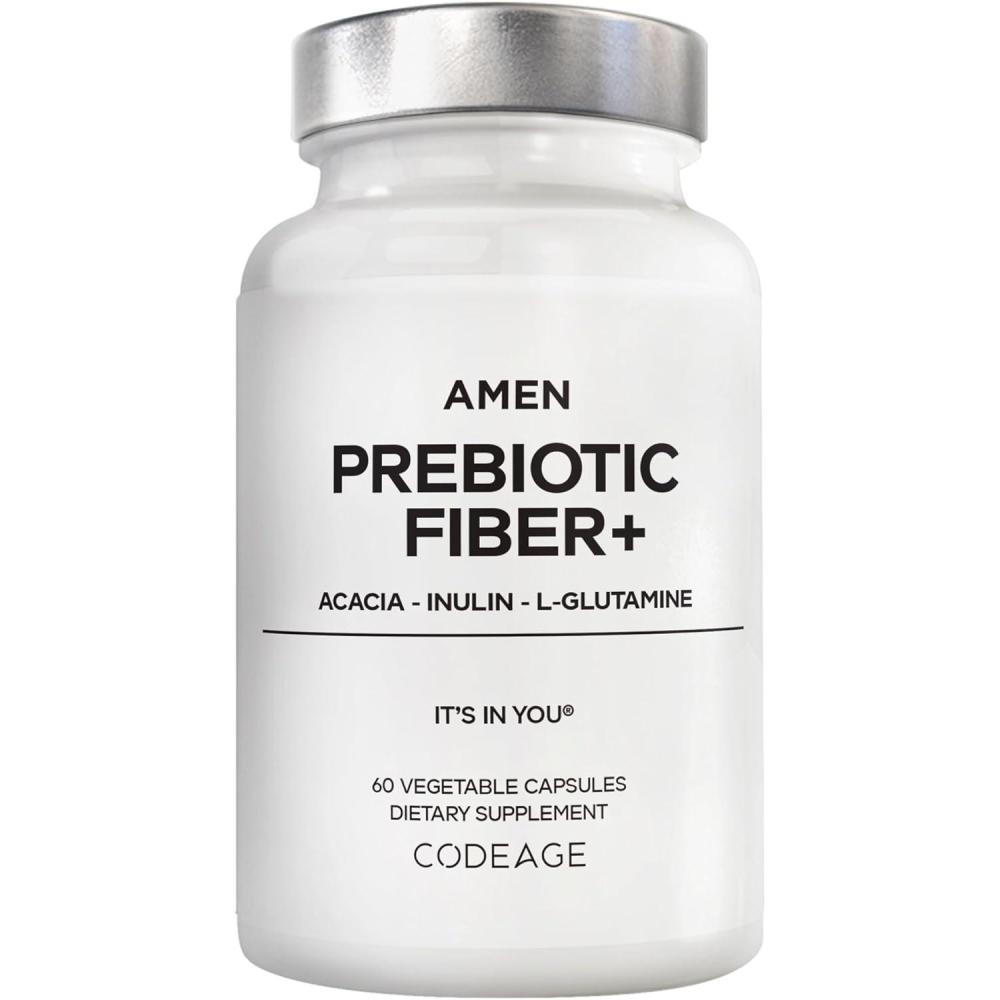 image:imageAmen Prebiotic Fiber Supplement Organic Acacia amp Chicory Inulin Fiber LGlutamine Digestive Support Vegan NonGMO 60 Capsules