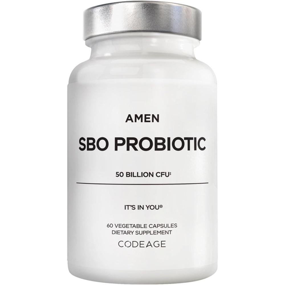image:imageAmen Probiotics Supplement SBO Probiotic and Organic Prebiotics 50 Billion CFUs Shelf Stable No Refrigeration Required Flora Daily Probiotic Formula for Women amp Men Vegan amp NonGMO 60 Capsules