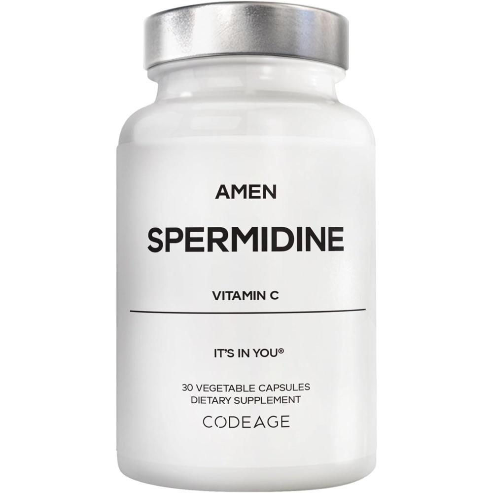 image:imageAmen Spermidine Supplement Spermidine Trihydrochloride Pills with Vitamin C Ascorbic Acid Only 1 Capsule Per Serving Vegan NonGMO GlutenFree 30 Capsules