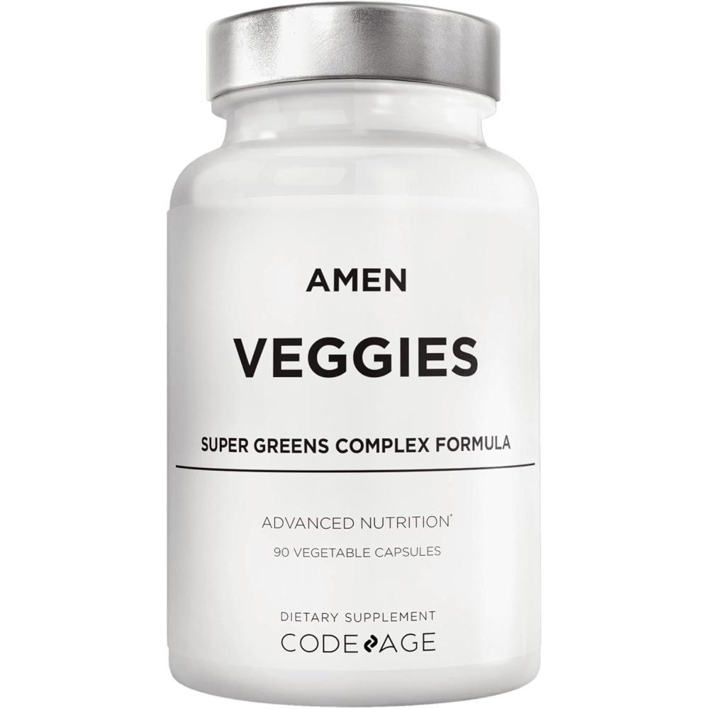 image:imageAmen Veggies Daily Veggies Vitamins Supplement Vegetables Vegan Blend amp WholeFood Raw Greens Multivitamin Capsules Mushroom Complex Superfood Minerals Green Vegetable Nutrients NonGMO 90 ct