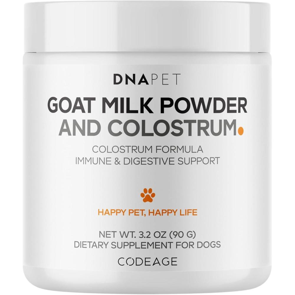 image:imageDNA PET Goat Milk and Colostrum Powder for Dogs Goat Milk Powder Bovine Colostrum Protein Supplement for Dogs Canine Joint amp Gut Wellness Support All Breeds and Sizes 32 oz