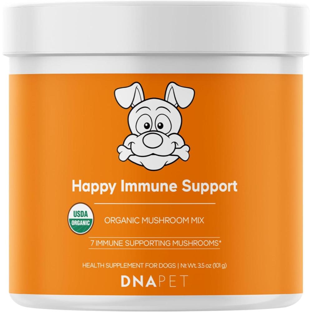 image:imageDNA PET Happy Immunity USDA Certified Organic Mushroom Complex for Dogs Organic Cordyceps Shiitake Reishi Vegan Mushroom Blend Powder Canine Supplement Advanced Mushroom Mix NonGMO 35 oz