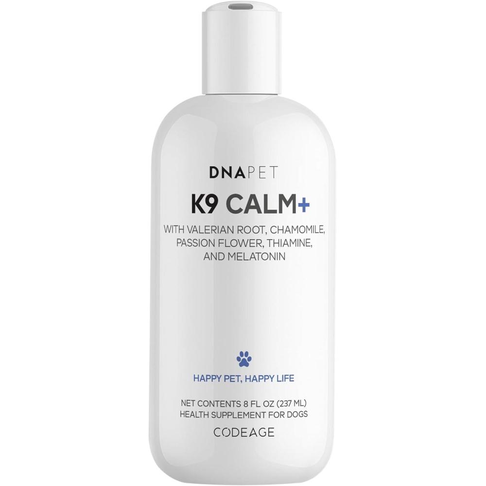 image:imageDNA PET K9 Calm Liquid Supplement for Dogs Botanical Blend with Valerian Root Chamomile Passion Flower amp Hemp Seed Oil Thiamine amp Melatonin Bacon amp Peanut Butter Flavor 8 fl oz