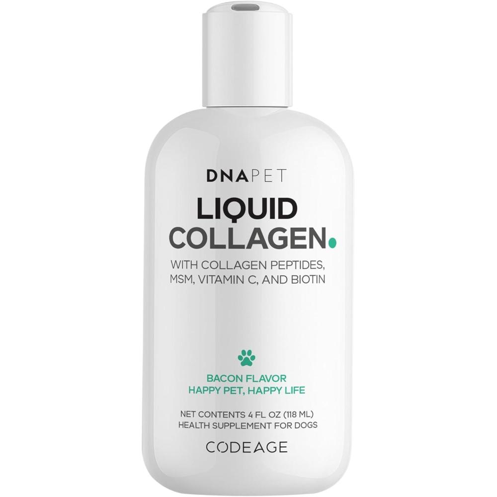 image:imageDNA PET Liquid Collagen for Dogs Beef Collagen Peptides with Vitamin C Biotin amp MSM Bacon Flavor Liquid Supplement for Skin Coat amp Joint Care Canine Supplement All Dog Breeds 4 fl oz