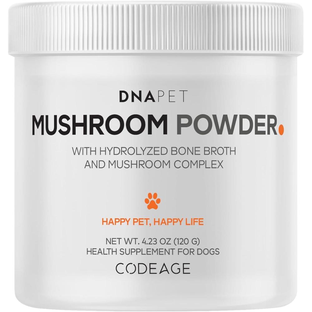 image:imageDNA PET Mushroom Powder for Dogs with Hydrolyzed Bone Broth Cordyceps Lions Mane Reishi amp Turkey Tail Canine Powder Supplement for Immune amp Gut Support All Dog Breeds 423 Oz