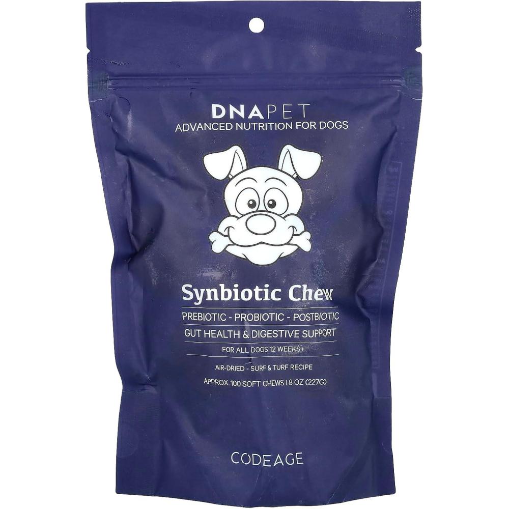 image:imageDNA PET Synbiotic Chew for Dogs Probiotic amp Collagen Blend for Gut Joint amp Skin Care GrainFree AirDried Handcrafted in The USA for All Dogs 12 Weeks 8 Oz