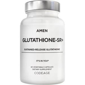 Amen Glutathione-SR+ Advanced Sustained-Release Supplement – 2-Month Supply – Reduced L-Glutathione – Galactomannans Fenugreek Seed – Time-Reduced Matrix – Non-GMO – 60 Capsules