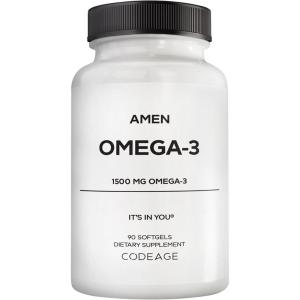 Amen Omega-3 Supplement – 1500mg High-Potency Daily Omega 3 – EPA and DHA Fatty Acids Fish Oil – 45-Day Supply – Fatty Acid Supplements – Fish Oil Pills – Non-GMO – 90 Soft Gels Capsules
