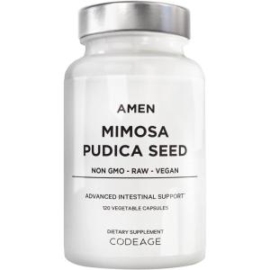 Amen Organic Mimosa Pudica Seeds Capsules, 2 Month Supply, Vegan Mimosa Pudica Seed Plant Supplement – Mimosine Sensitive Plant Pills – Fat Soluble Dietary Supplement – Non-GMO & Vegan – 120 Capsules