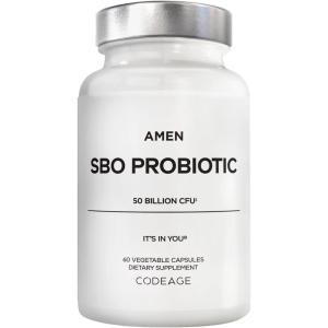 Amen Probiotics Supplement, SBO Probiotic and Organic Prebiotics, 50 Billion CFUs, Shelf Stable, No Refrigeration Required, Flora Daily Probiotic Formula for Women & Men, Vegan & Non-GMO, 60 Capsules