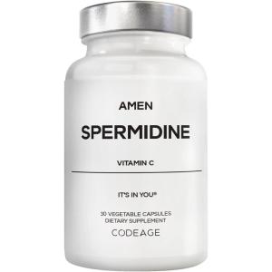 Amen Spermidine Supplement – Spermidine Trihydrochloride Pills with Vitamin C Ascorbic Acid – Only 1 Capsule Per Serving – Vegan, Non-GMO, Gluten-Free – 30 Capsules