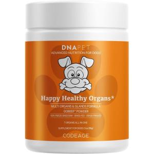 DNA PET Happy Healthy Organs & Glands Supplement for Dogs, Freeze-Dried Raw Grass-Fed Beef Liver Heart Kidney Spleen Pancreas Bone Marrow, Bovine Thymus Multi Organ Powder, Canine Vitamins, 3 oz