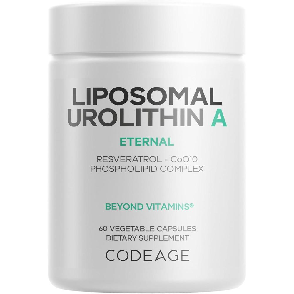 image:imageCodeage Liposomal Urolithin A Supplement 500mg Per Serving Resveratrol Betaine CoQ10 Ellagitannins A New Frontier Beyond NADH NMN NAD NR and PQQ Vitamins Bioavailable 60 Capsules