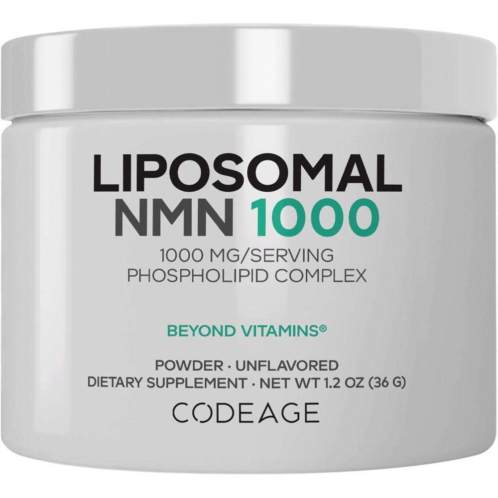 image:imageCodeage Liposomal NMN 1000mg Powder Supplement NMN 1000 mg Nicotinamide Mononucleotide NAD Precursor Unflavored Powder Liposomal Delivery NonGMO 12 OZ