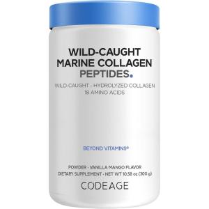 Codeage Wild Caught Marine Collagen Peptides – Hydrolyzed Fish Collagen Protein Supplement – Type 1 & 3 – Amino Acids for Skin, Hair, Nails – Vanilla Mango Flavored – Non-GMO – 10.58 Oz