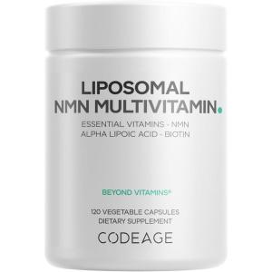 Codeage Liposomal NMN Multivitamin Supplement – NMN 500 mg Nicotinamide Mononucleotide with Vitamins A, C, D3, E, K2, B-Complex – Alpha Lipoic Acid, TMG Betaine – Non-GMO – 120 Capsules
