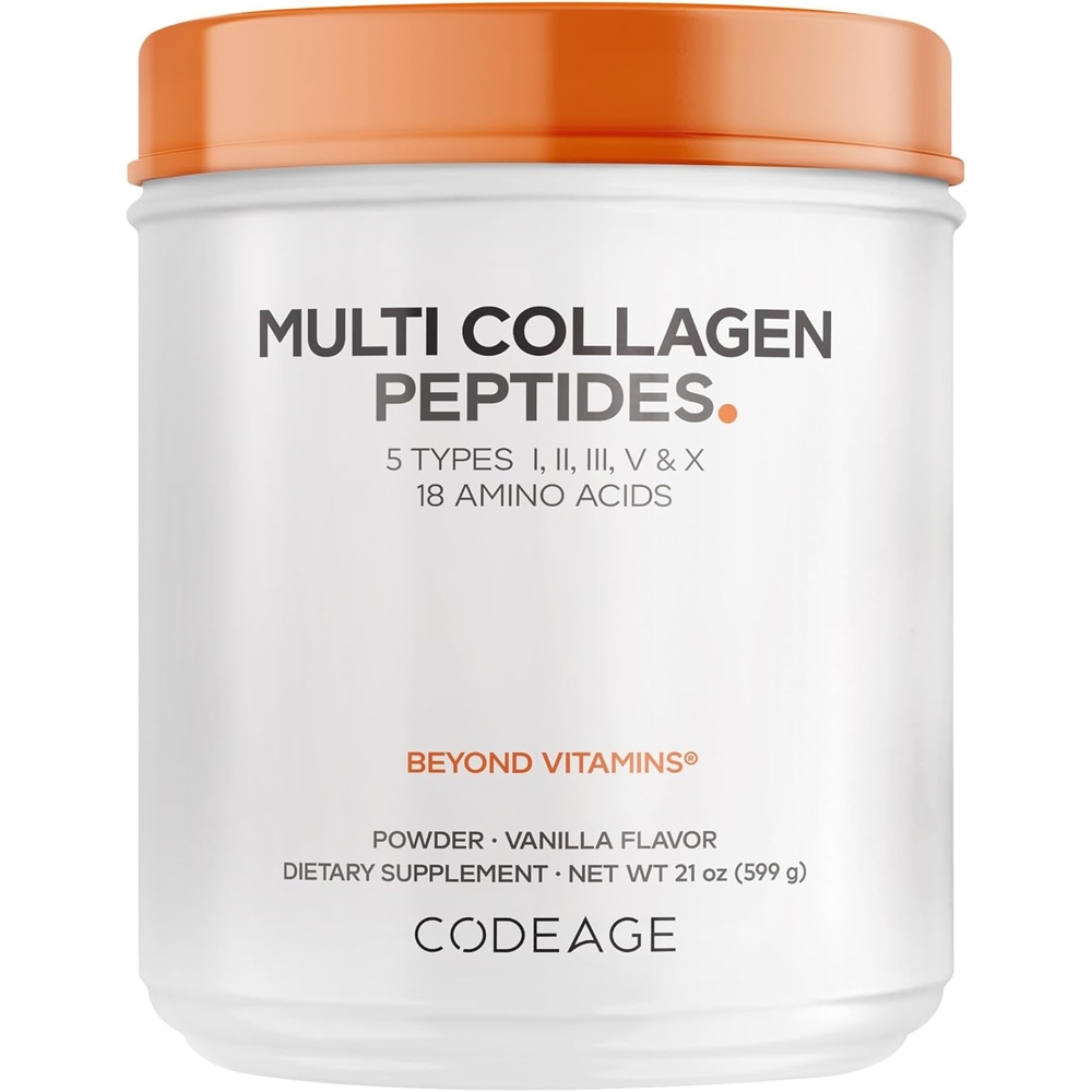 image:imageCodeage Multi Collagen Peptides Powder Vanilla 5 Types I II III V amp X 18 Amino Acids GrassFed Hydrolyzed Bovine amp Bone Broth Collagen Supplement VanillaFlavored NonGMO 21 oz